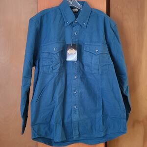 Mens Guide Gear Fleece LS Button-down Shirt Medium Blue Rugged Hunting Outdoors